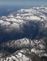Beautiful view of the alps from a plane