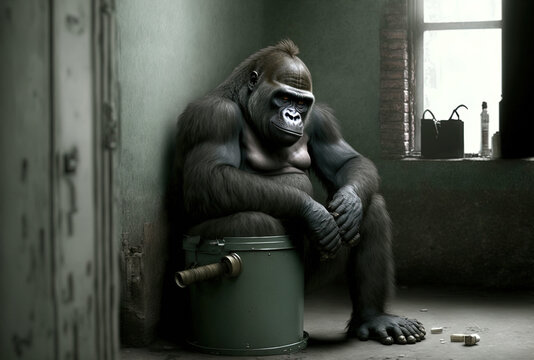Funny gorilla picture. Generative AI