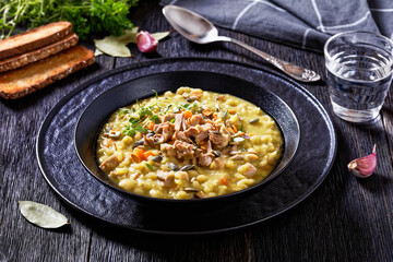 Finnish split pea soup Hernekeitto with pork meat