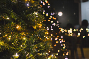 New Year's lights. Christmas tree lights. New Year Bokeh. colorful bokeh background.
