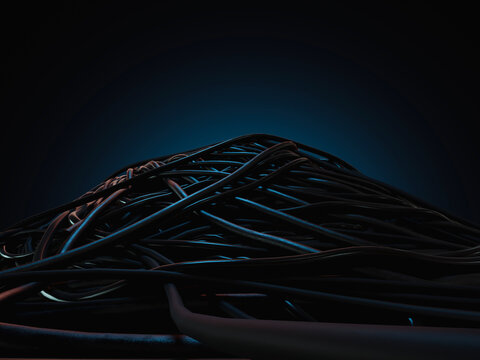 Jumbled Electrical Cables Pile