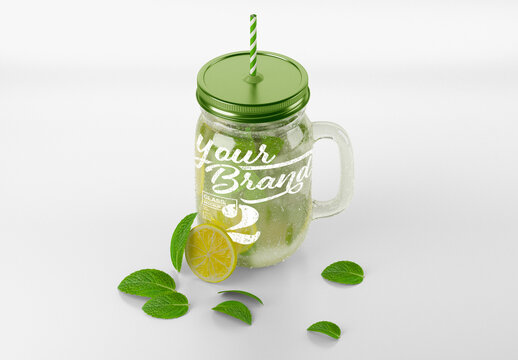 Mason Jug with Mojito Mockup