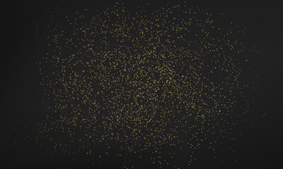 Fototapeta na wymiar Golden glitter texture on black background. Shining golden confetti particles. Abstract grainy effect. Vector illustration