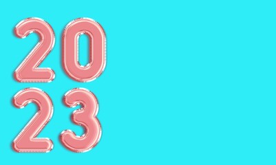 Colored numbers 2023 on light blue background