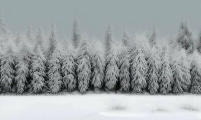 Fototapeta na wymiar snow covered evergreen trees, winter forest, winter landscape 