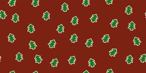 Black Christmas trees on abrown background. Vector decor and print, stylish design of seamless surfaces.