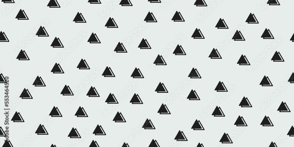 Poster black triangles are randomly placed on the wallpaper. vector decor and print, stylish design of seam