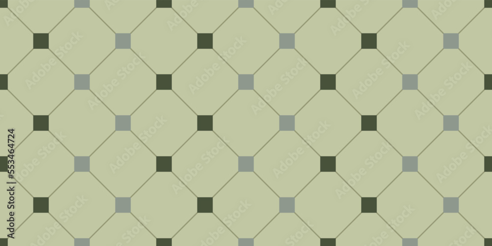 Poster green small squares between large rhombuses. vector decor and print, stylish design of seamless surf
