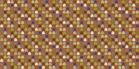 Mosaic of colorful mounds. Vector decor and print, stylish design of seamless surfaces.