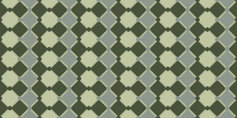 Pea rhombuses with diagonal tiles. Vector decor and print, stylish design of seamless surfaces.