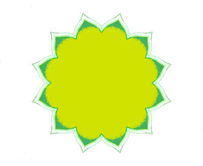 set of green and yellow stickers, flower vector