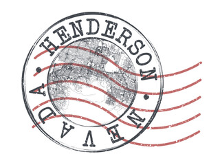 Henderson, NV, USA Stamp Map Postal. Silhouette Seal Roads and Streets. Passport Round Design. Vector Icon. Design Retro Travel National Symbol.