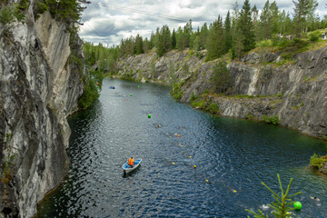 Marble canyon in the mountain park Ruskeala, Karelia, Russia