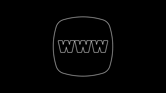 White line Website template icon isolated on black background. Internet communication protocol. 4K Video motion graphic animation