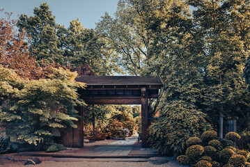 Entrance with an arch to the Japanese garden