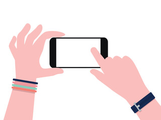 hand hold phone and touch vector