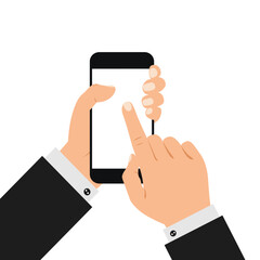 hand business touching smartphone screen