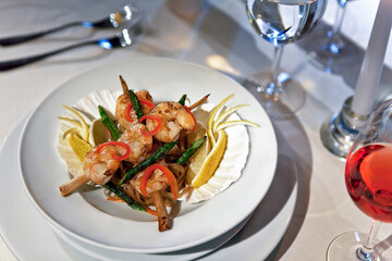 Arrangement for the presentation of the menu at the restaurant. Restaurant interior.