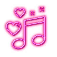 Love music line icon. Romantic musical note sign. Neon light effect outline icon.