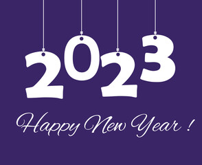 Happy New Year 2023 Holiday Illustration Vector Abstract White With Purple Background