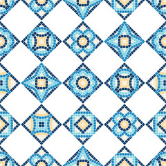 Ancient mosaic seamless pattern. Decorative antique stone ornament.