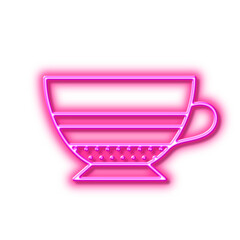 Mocha coffee icon. Hot drink sign. Neon light effect outline icon.