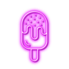 Ice cream line icon. Dessert food sign. Neon light effect outline icon.
