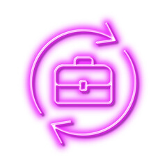Obraz premium Business recruitment line icon. Portfolio case. Neon light effect outline icon.