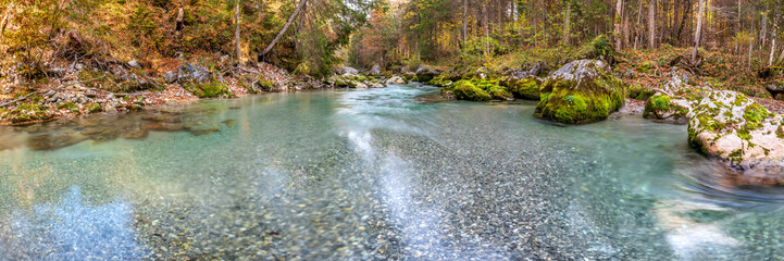 wild river with clear water in beautiful canyon