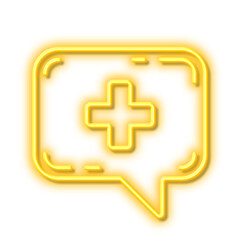 Obraz premium Medicine chat line icon. Medical help sign. Neon light effect outline icon.