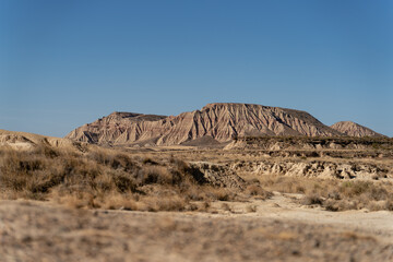 Royal Bardenas desert mountains in Navarra, Spain