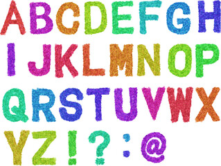 Colorful alphabet font handwritten draw letters abc kids school set アルファベット フォント - obrazy, fototapety, plakaty
