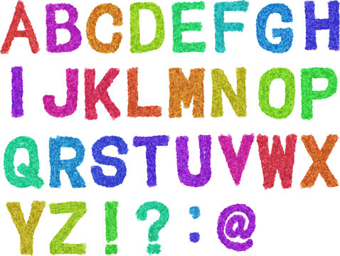 Colorful alphabet font handwritten draw letters abc kids school set アルファベット フォント