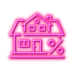 Mortgage line icon. Credit tax rate sign. Neon light effect outline icon.