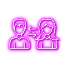 Teamwork line icon. Profile Avatar sign. Neon light effect outline icon.