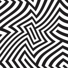 Warped pattern with lines.Unusual poster Design .Black Vector stripes .Geometric shape.  texture
