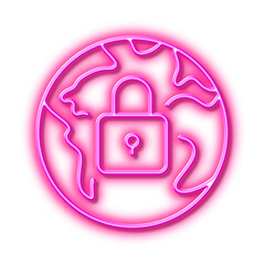 Lock line icon. Internet protection sign. Neon light effect outline icon.