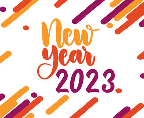 2023 Happy New Year Holiday Illustration Vector Abstract Yellow Orange And Purple