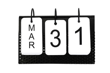 31st of March - date on the metal calendar