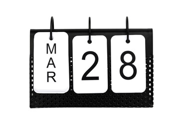 28th of March - date on the metal calendar