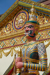 Fototapeta na wymiar George Town, Malaysia - November 2022: Views of the Wat Chaiyamangalaram Thai Buddhist Temple in George Town on November 19, 2022 in Penang, Malaysia.