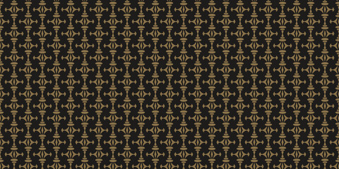 Stylish background pattern with decorative ornament on a black background. Seamless pattern, texture. Vector image
