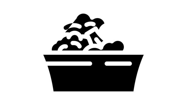 plate of broccoli glyph icon animation