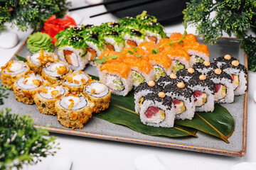 Four different types of sushi rolles