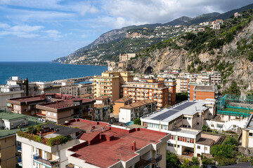 View of Buildings in Maiori on the Amalfi Coast Looking out to the Sea