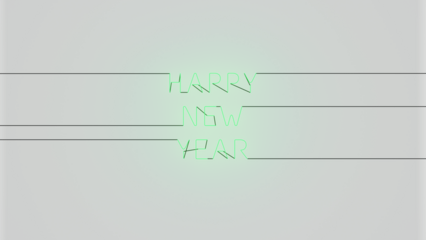 Happy New Year neón verde alfa.