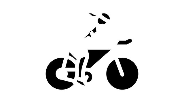 female cyclist glyph icon animation