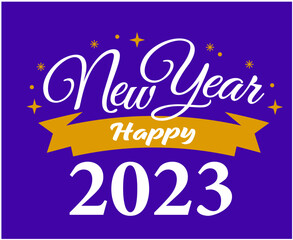 2023 Happy New Year Holiday Illustration Vector Abstract Yellow And White With Purple Background