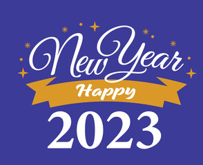 Fototapeta na wymiar 2023 Happy New Year Holiday Illustration Vector Abstract Yellow And White With Purple Background