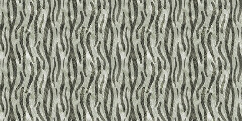 Cute safari wild tiger fur print animal border for babies room decor. Seamless big cat furry green textured gender neutral design.